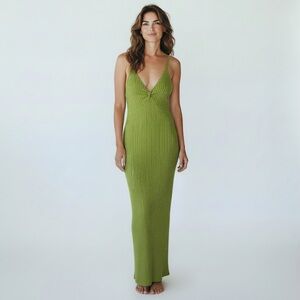 Callahan Lime Knitwear Ribbed Maxi tank dress Resortwear 
casual chic Vacation